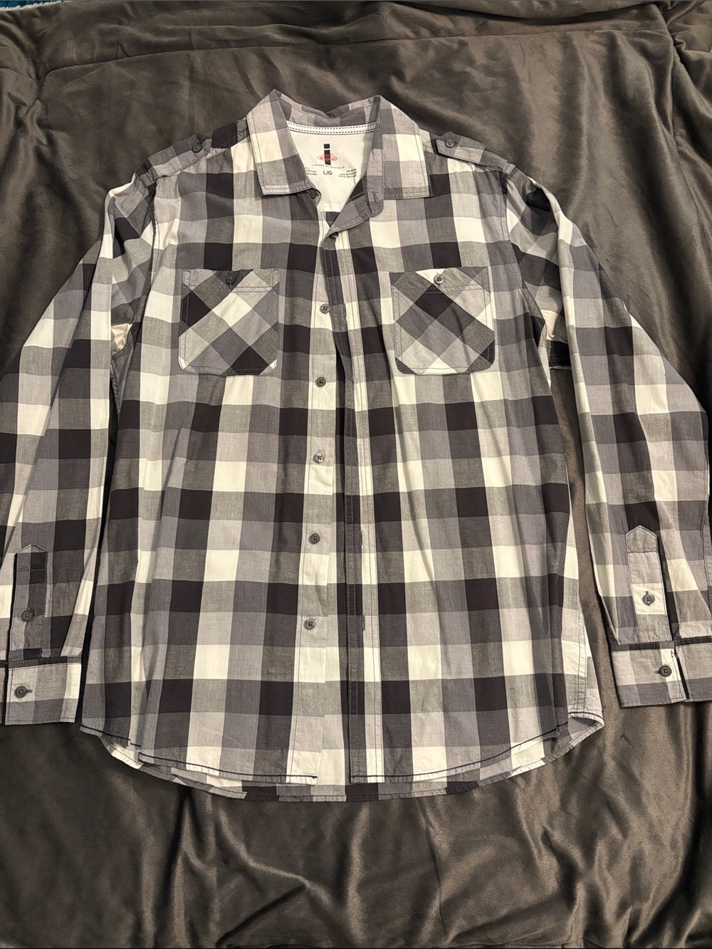 i jeans by Buffalo Black and White Plaid Button-Down Shirt